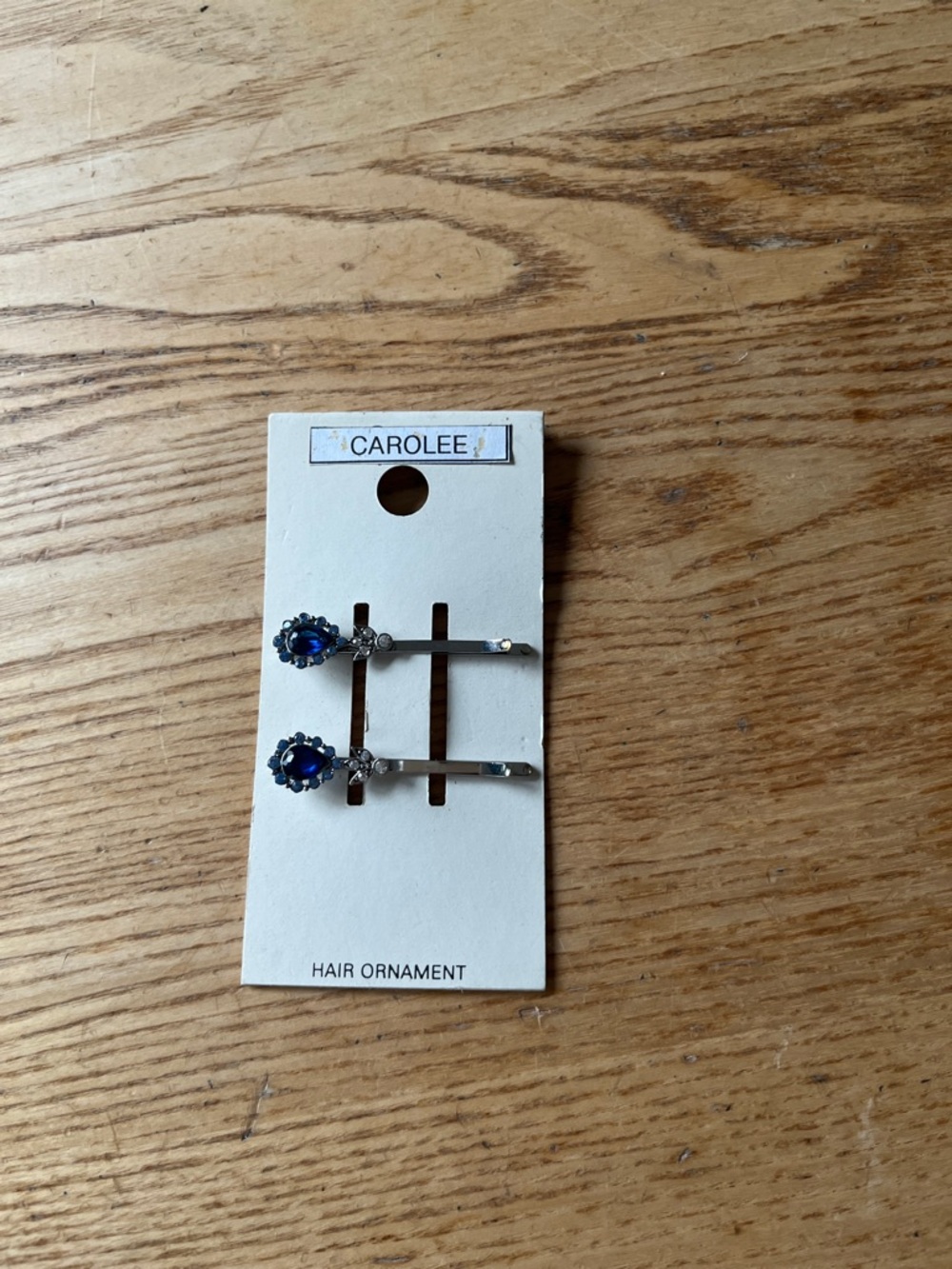 Carolee Silver Hair Pins with Blue Floral Rhinestones